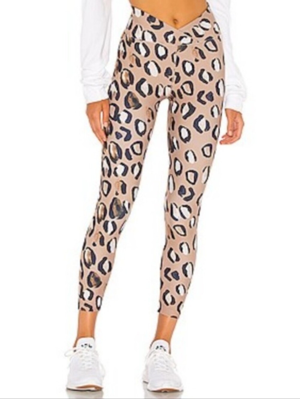 Year of Ours Tan Cross Front Leopard Print Leggings